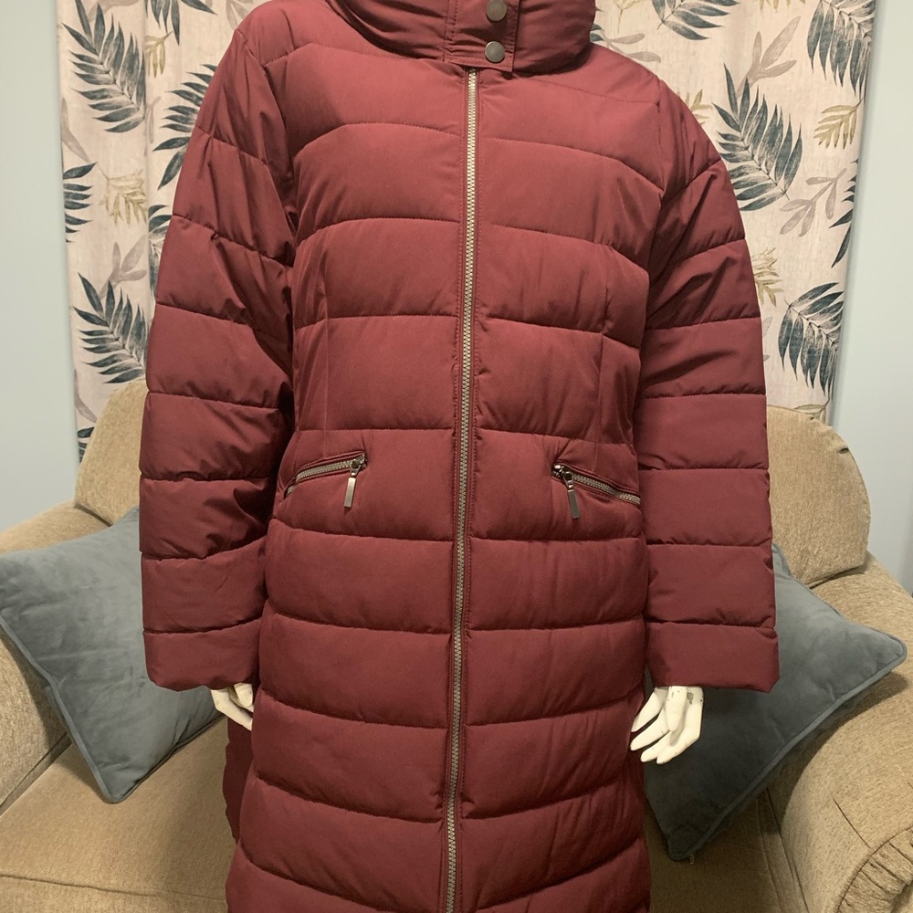 Plus Size Wine Puffer Jacket for Women